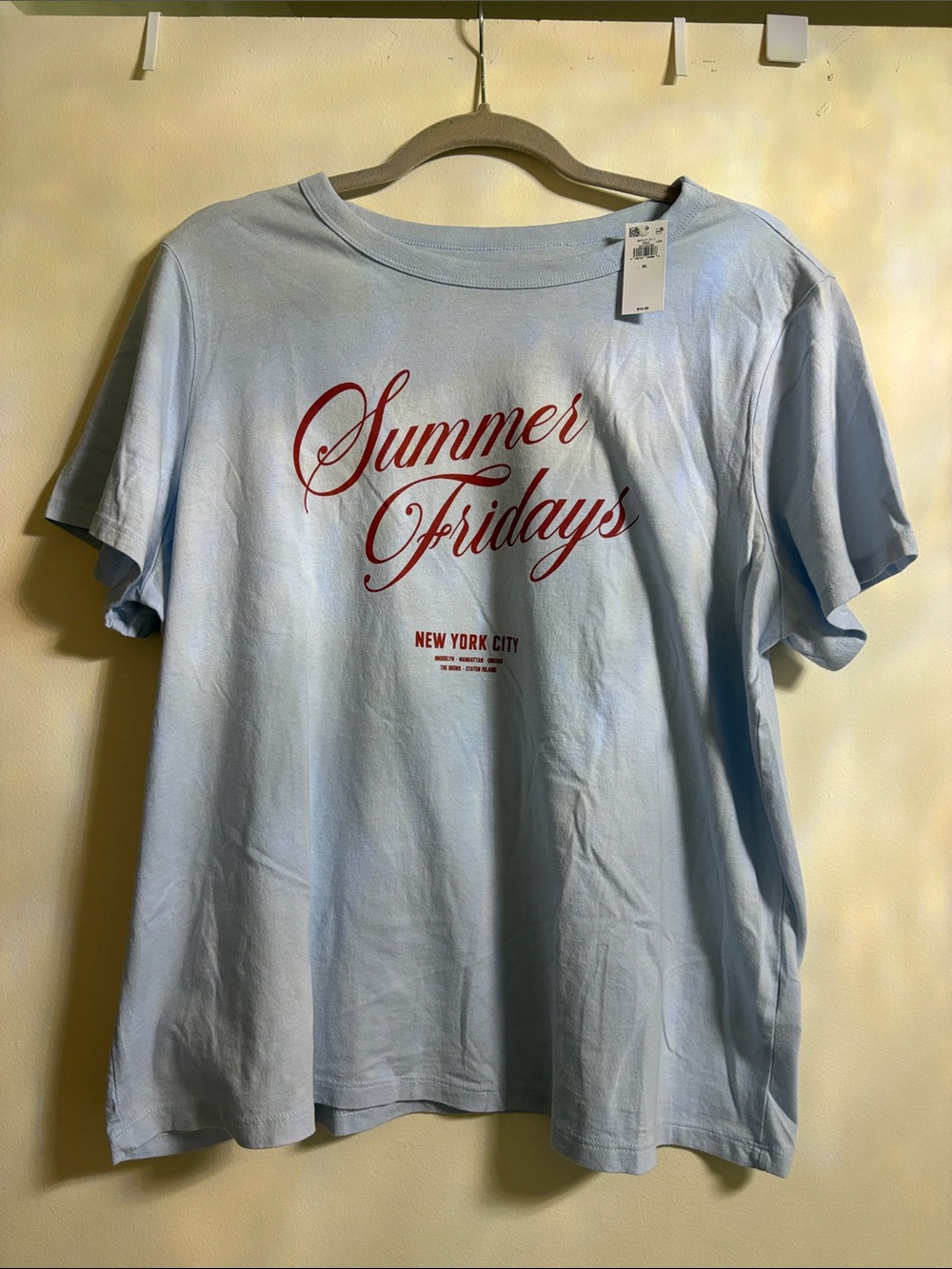 Old Navy Light Blue 'Summer Fridays' Graphic Tee with Red Script